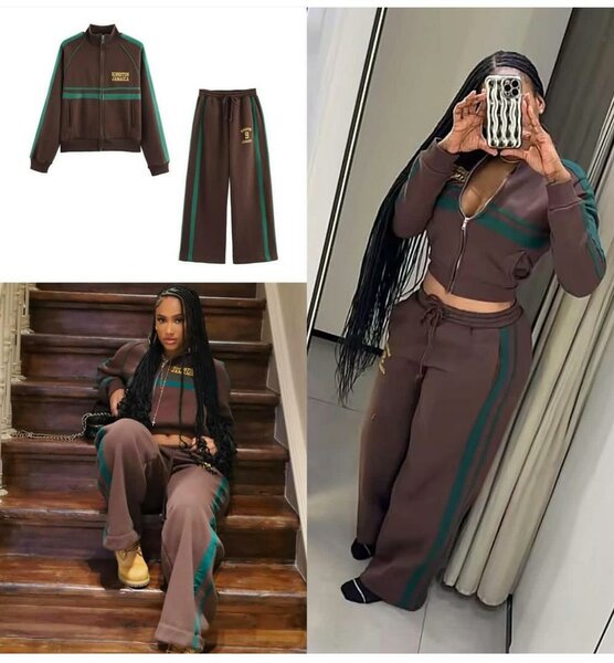 Ensemble athlétique marron femme