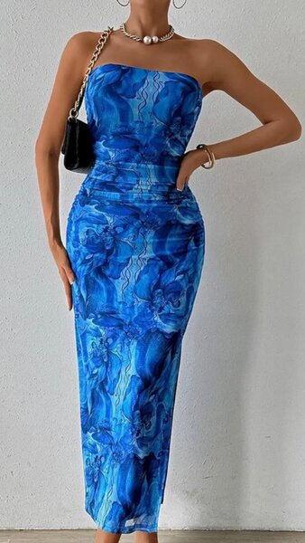 Robe tube élégante bleue