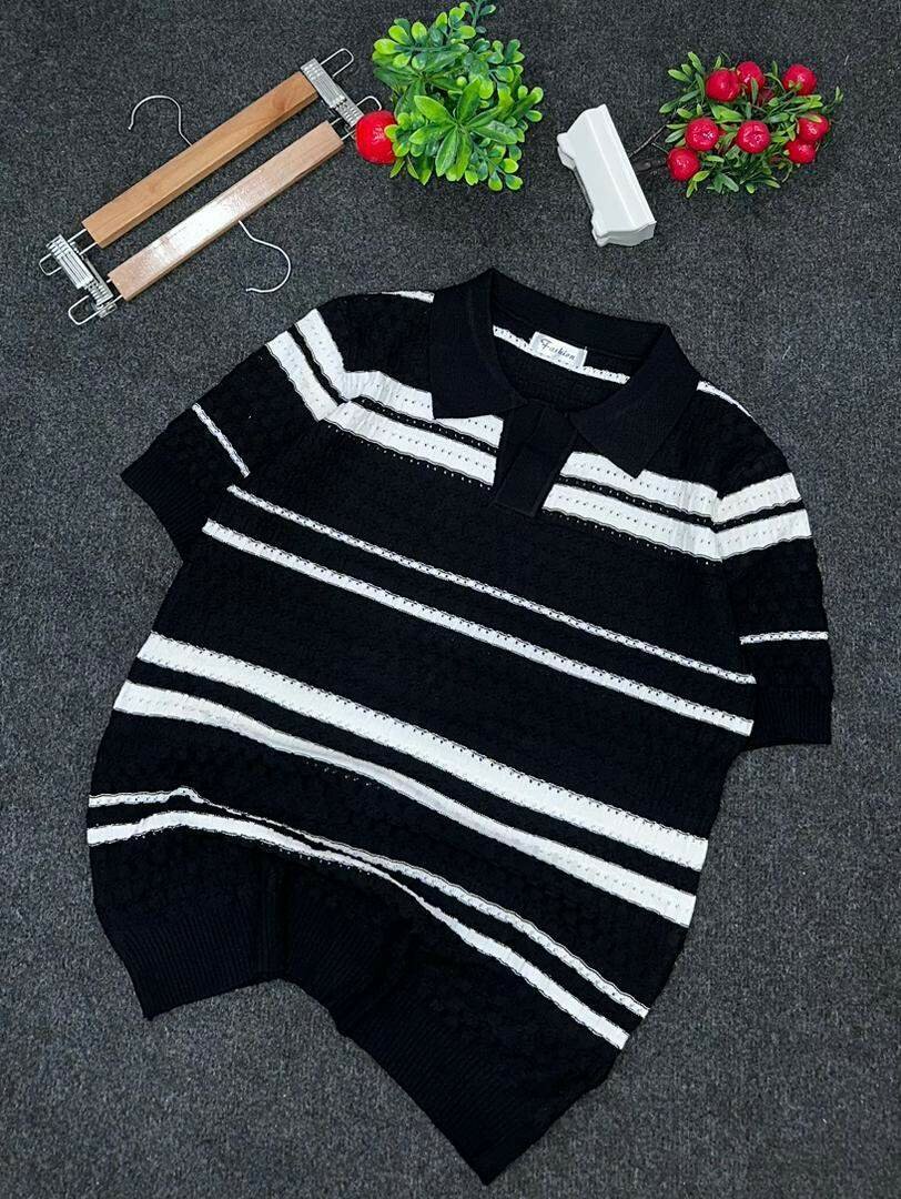 Polo à rayures en tricot