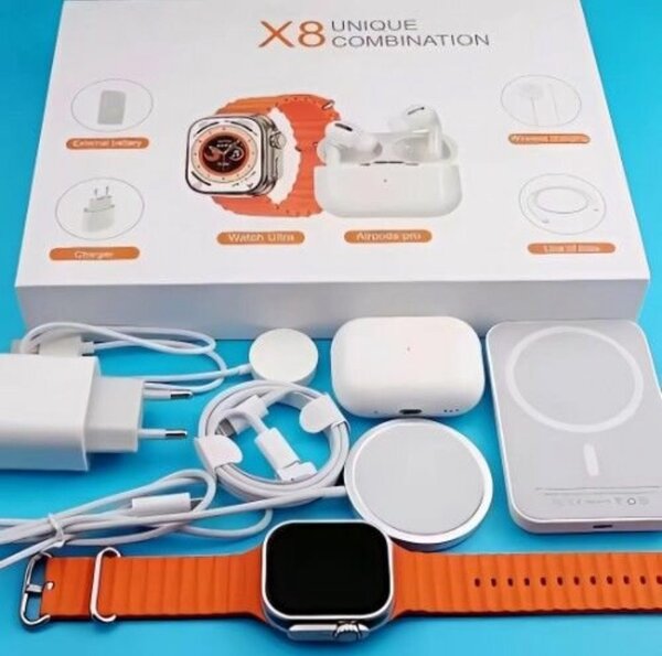 X8 Smart watch with EarPods and iPhone Power bank