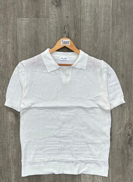 Polo à Maille Blanche Homme