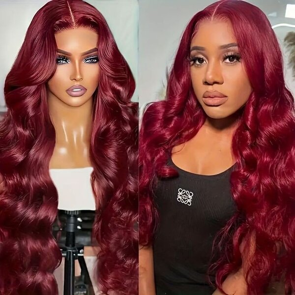 Wig straight , body waves , deep waves Frontale Lace red 99J