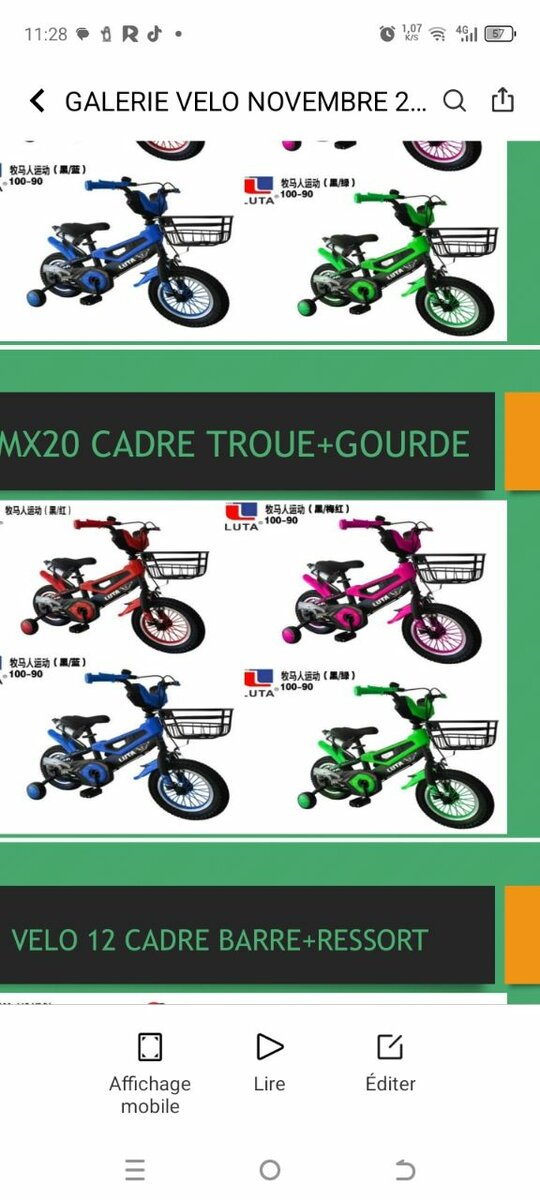 Vélos Enfants Variés Taille 12-20