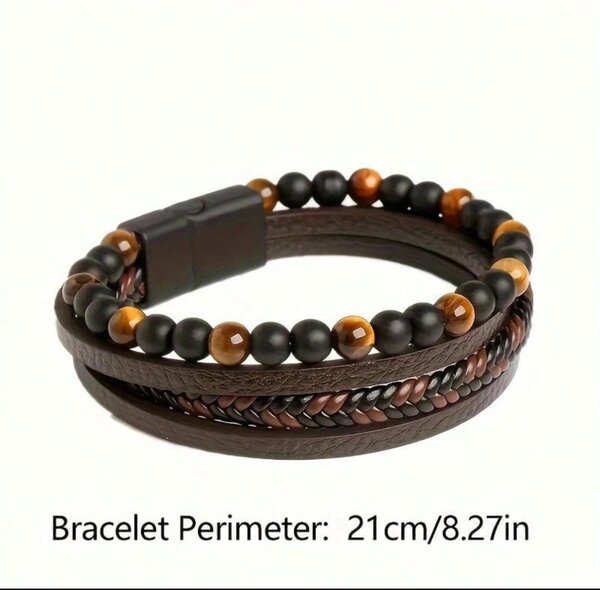 Bracelet en cuir perlé homme