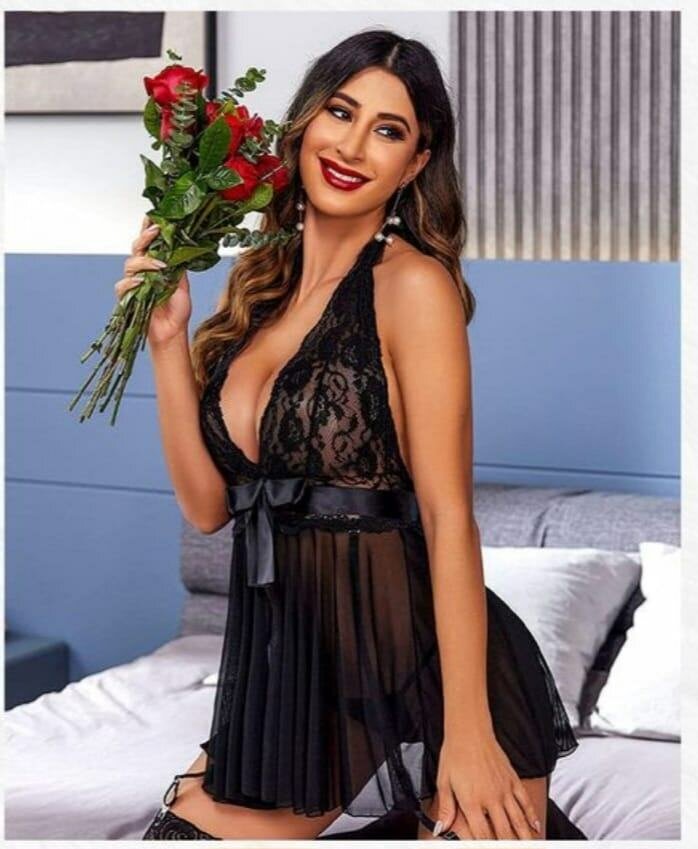 Nuisette en dentelle noire sexy