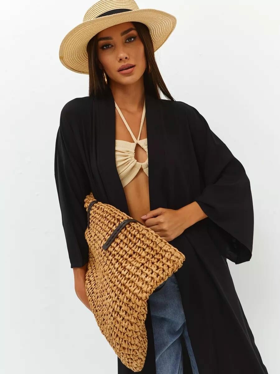 Черный длинный халат