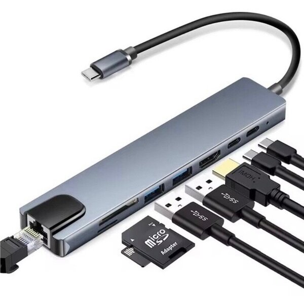 8 in 1 Multi-function notebook docking station (Type- C hub)