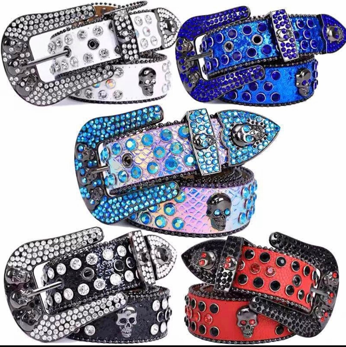 Ceinture en cuir strass brillant
