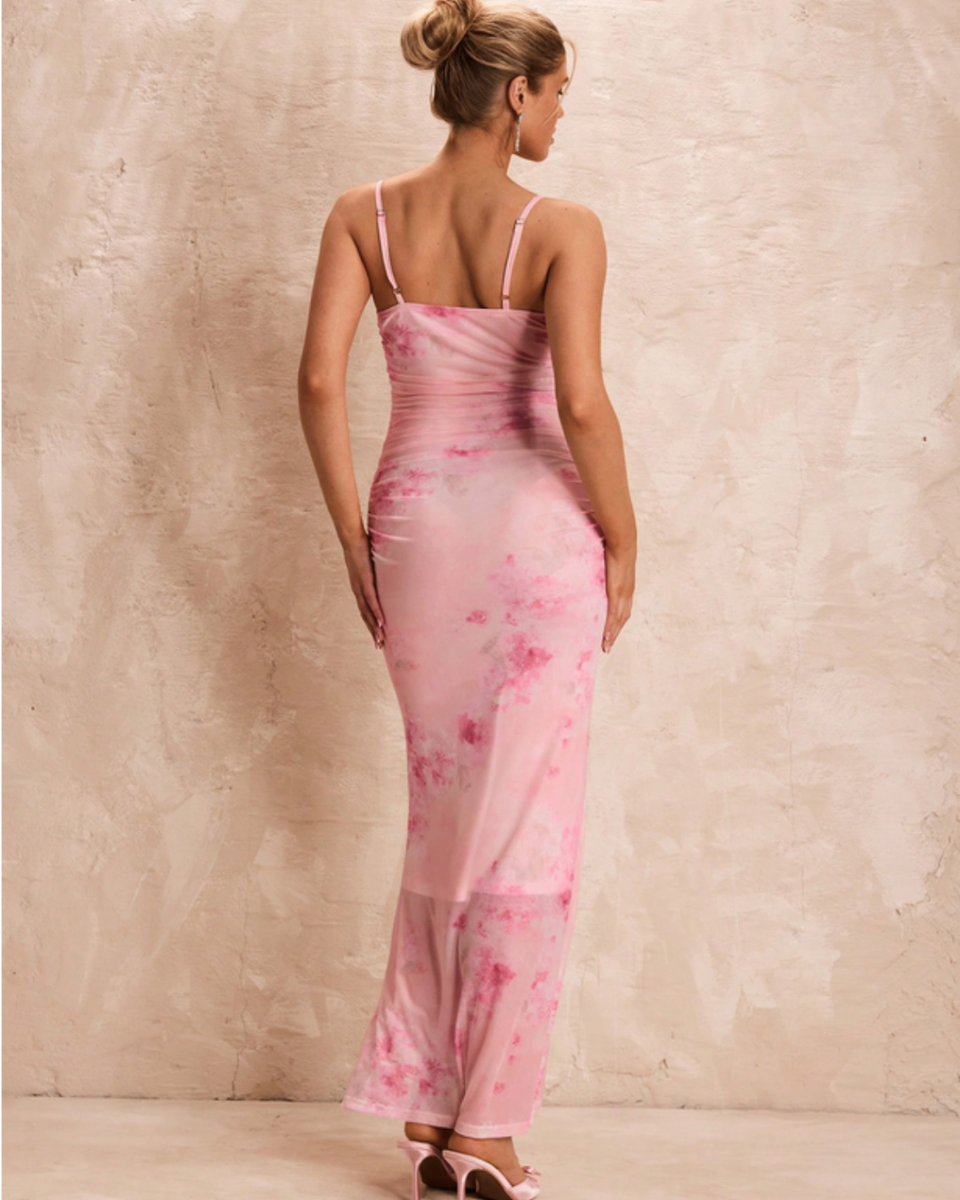 Robe longue rose fluide