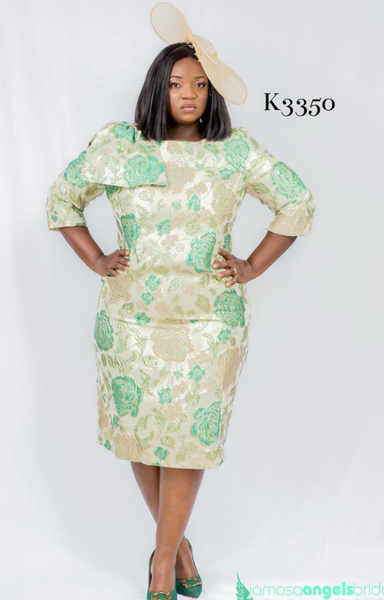Green and Gold Floral Jaggared Dress