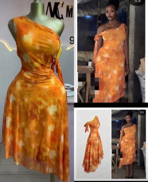 Robe asymétrique orange élégante