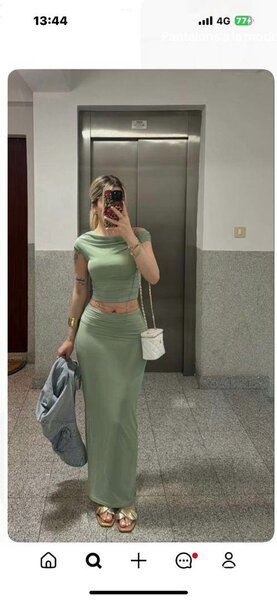 Ensemble robe longue vert élégant