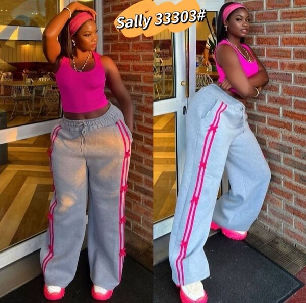 Pantalon large gris femme