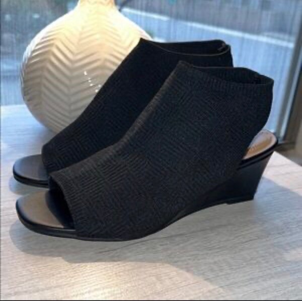 Sandales à talons en maille noire