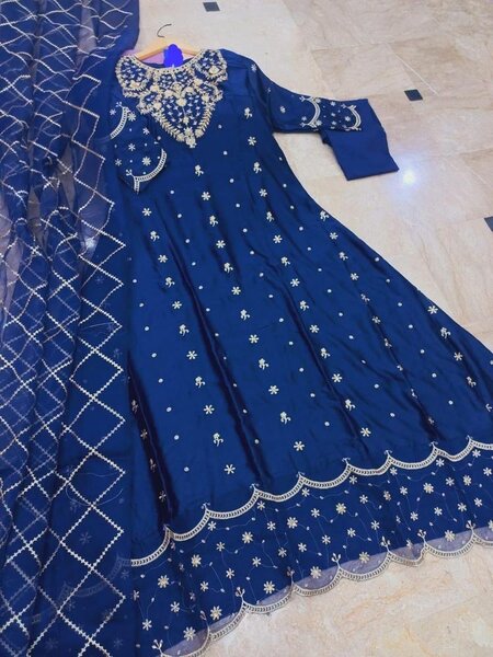 3 pcs womens stitched Shamoz silk MAXI