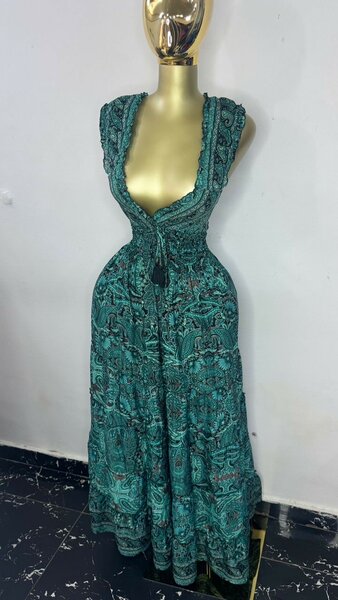 Robe longue bohème verte