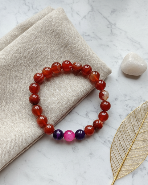 Bracelet perles d'agate multicolore