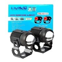 AKE 2-PCS HJG Mini Driving with RED DRL Motorcycle Led Light 20w Dual Tone 5 Function with Flasher 3-Wires Fog Led For motorcycle, Car, Jeep