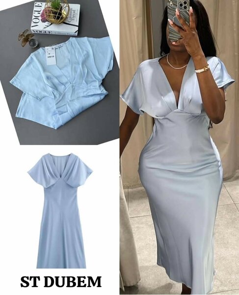 Robe longue élégante bleu ciel