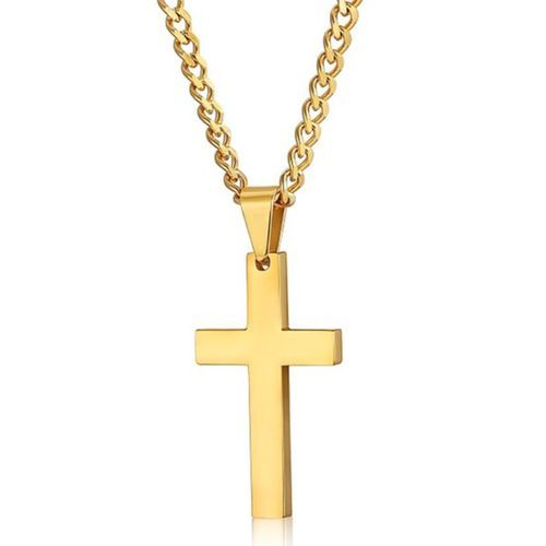 Collier Pendentif Croix Jaune Or