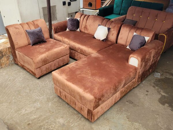 Canapé d'angle en velours brun