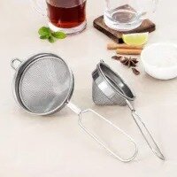 Double Net Stainless Steel Tea, Coffee, Juice Strainers/Filters, Double Mesh Conical Strainer Long Handled Tea Filter - Tea Strainer for Loose Tea,