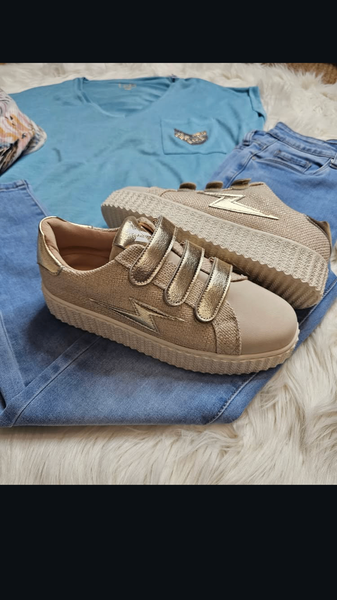 Baskets plateforme dorées femme