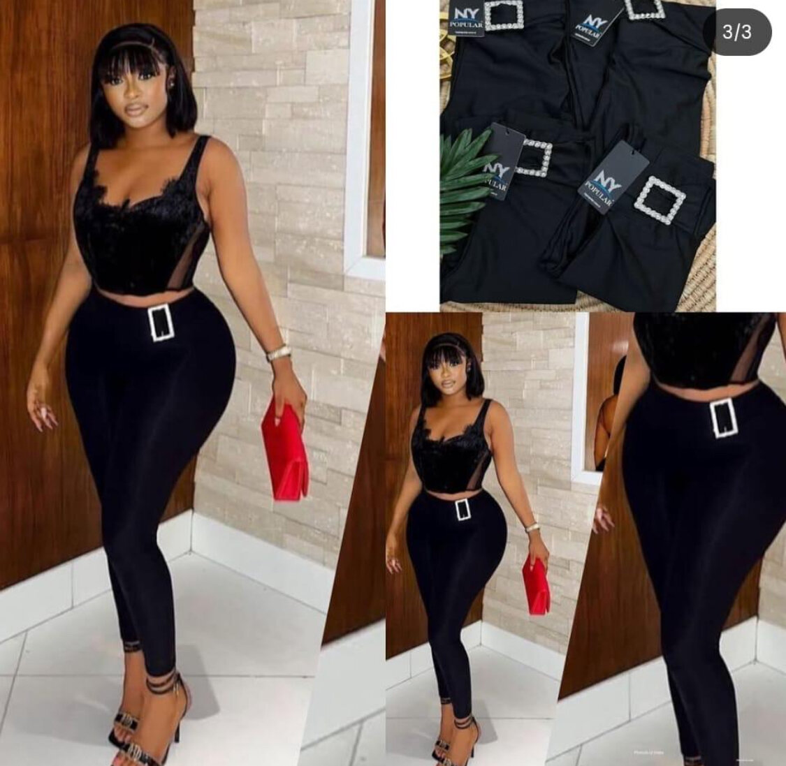 Leggings noirs taille haute ceinture