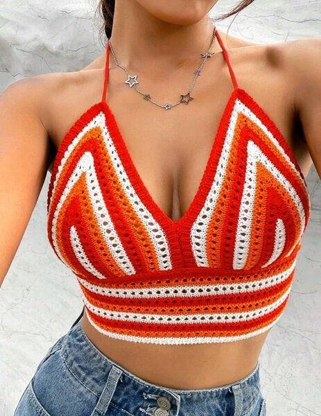 Top crochet élégant femme