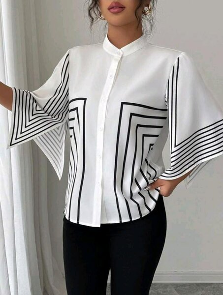 Blouse blanche à rayures élégante
