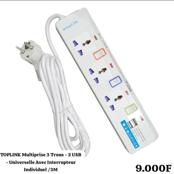 Multiprise Toplink 3 Prises USB