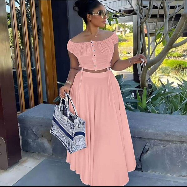 Ladies 2 piece dress peach