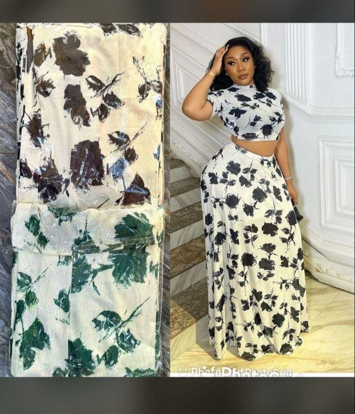 Crop top and long skirt