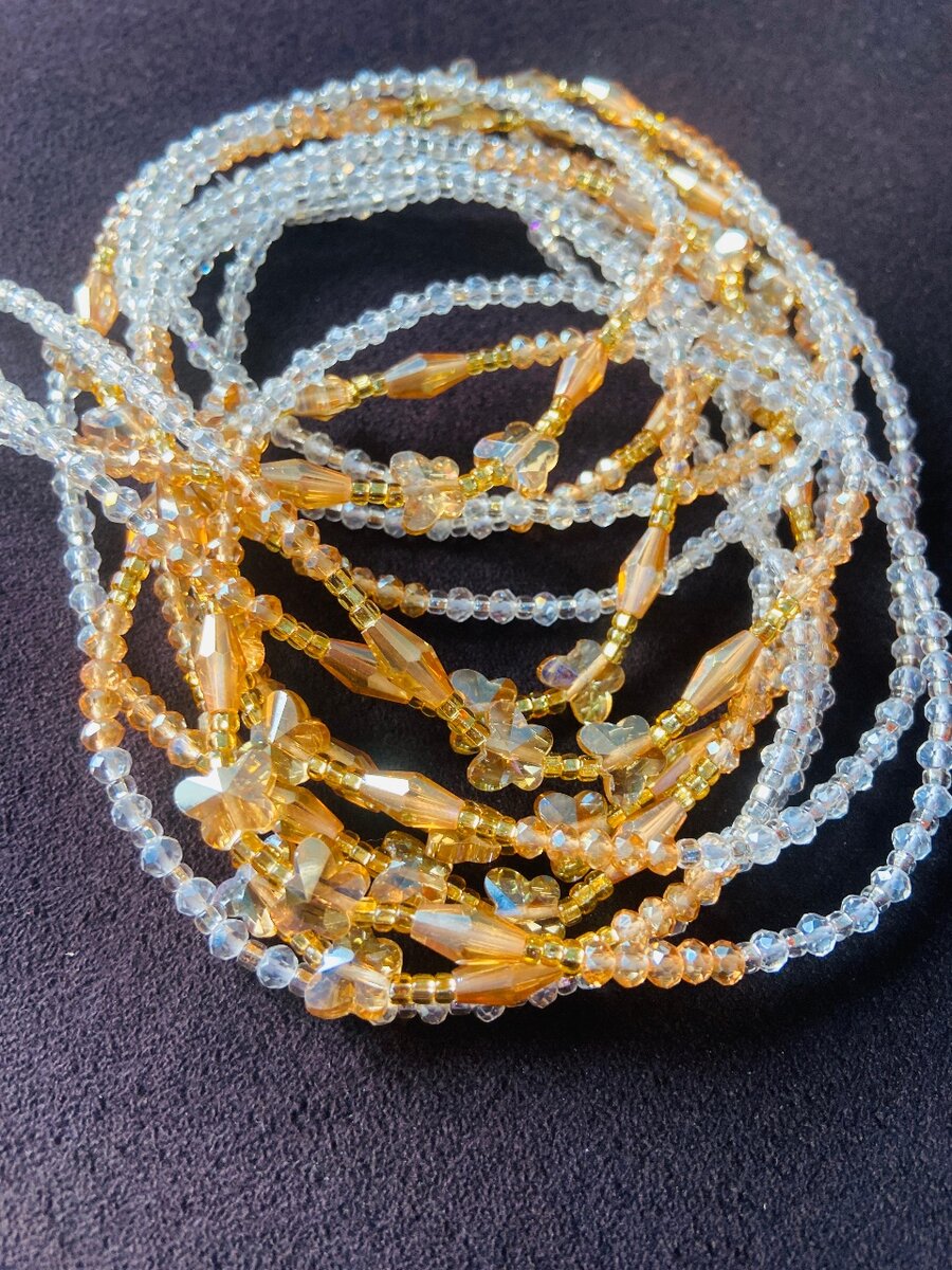 Gold and clear crystal beads