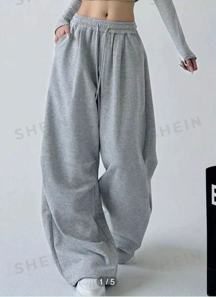 Pantalon large gris femme