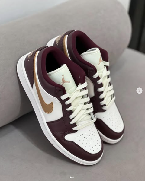 Кроссовки Air Jordan 1 low бордовый,белый