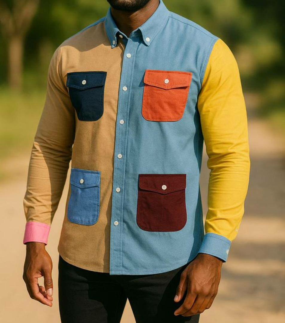 Chemise à poches colorées