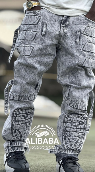 Jean cargo délavé tendance