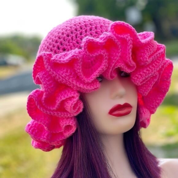 Crochet ruffle hat