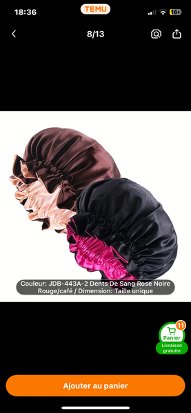 Chapeau de Nuit Satin Réversible