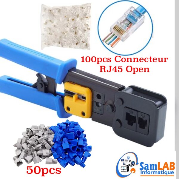 Kits de pince à sertir + connecteur rj45 + protège
