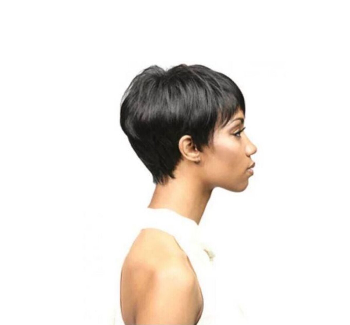 Women's Natural Black Short Hair Wig Set