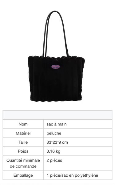 Sac à main peluche élégant