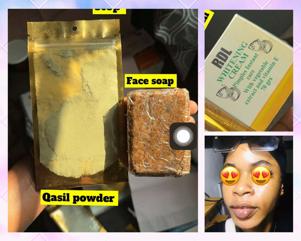 Qasil powder, face soap and face cream