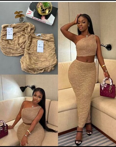 Ensemble élégant femme or