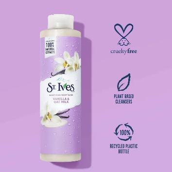 St. Ives Pampering Body Wash Vanilla & Oat Milk Made with 100% Natural Extracts 650ml