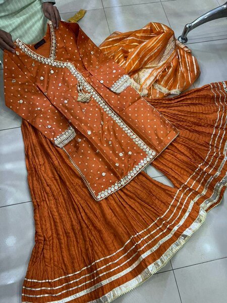 Crush sharara with katan silk shirt