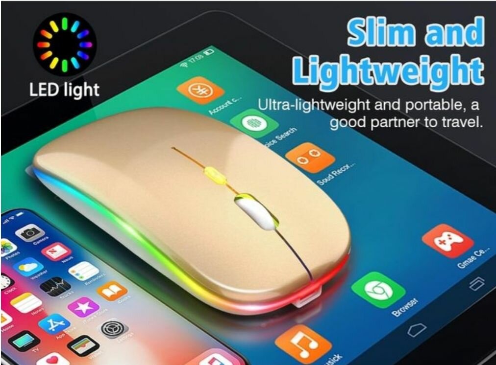 Souris sans fil rechargeable silencieuse