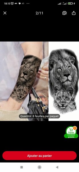 Tatouage temporaire lion