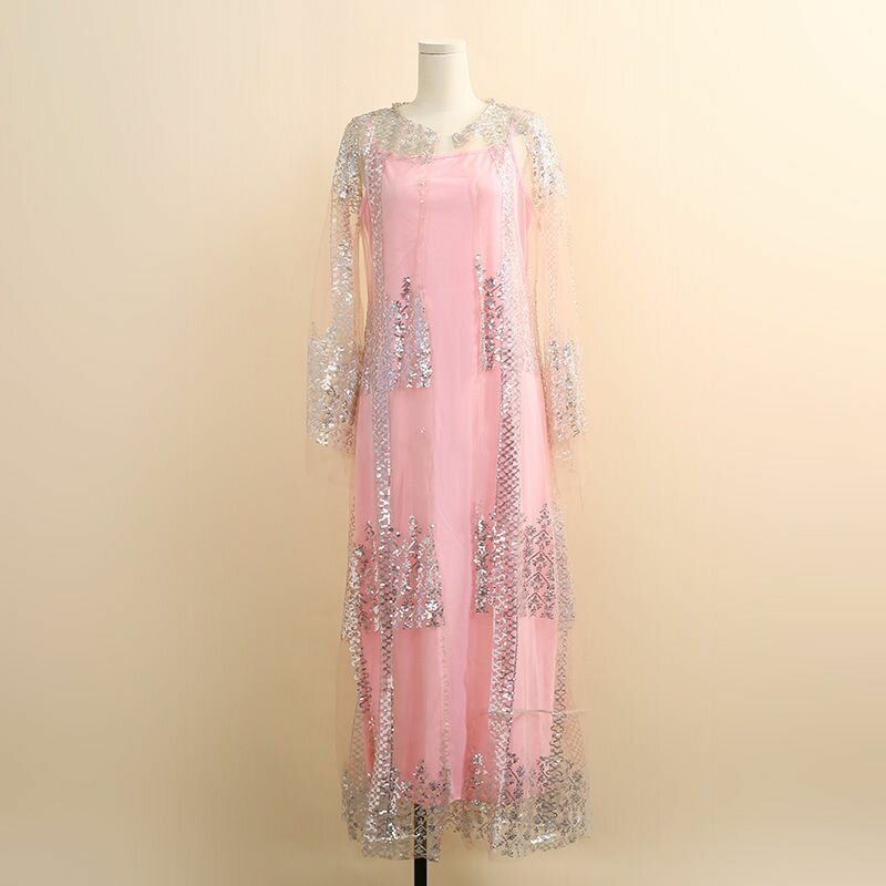 Robe Longue Rose avec Paillettes